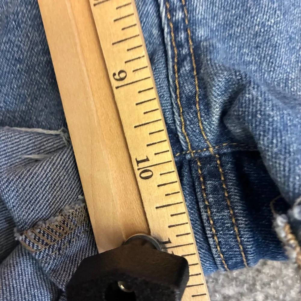 H&M Denim Shorts Womens 4 Blue‎ High Waist Raw Hem Cuffed Cutoff1